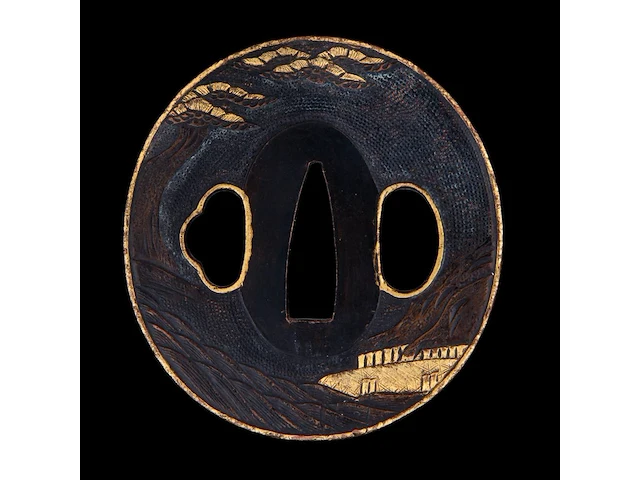 Two japanese tsuba sword guards, richly gilt with samurai narrative battle scenes, one inscribed, late edo/meiji, 7,2 x 7,7 cm / 6,2 x 6,5 cm - afbeelding 7 van  7