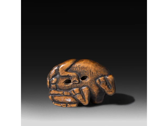 Two japanese wood netsuke of animals of the zodiac, edo period (17th-18thc), w 4,3 cm - h 3,7 cm / w 5,5 cm - afbeelding 8 van  12