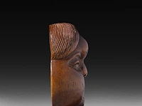 Two japanese wood netsuke of masks, edo period (19thc), both h 5 cm - afbeelding 6 van  6
