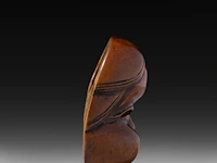 Two japanese wood netsuke of masks, edo period (19thc), both h 5 cm - afbeelding 10 van  10