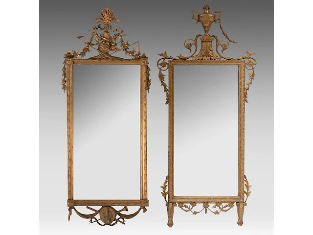 Two matching louis xvi period giltwood trumeau mirrors, with an allegory of harvest on top 170 x 62 cm. (66.93 x 24.41 in.), frame: 170 x 75 cm. (66.93 x 29.53 in.) - afbeelding 1 van  6