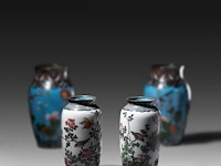 Two pairs of japanese cloisonné enameled vases, 19th/20thc, tallest h 25,5 cm