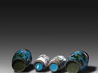 Two pairs of japanese cloisonné enameled vases, 19th/20thc, tallest h 25,5 cm - afbeelding 5 van  10