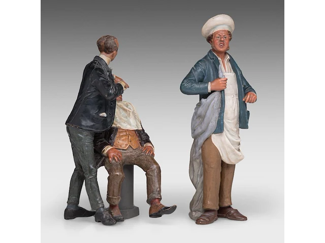 Two polychrome terracotta figures of a barber and a baker, attrib. to bernhardt bloch (1836-1909) the baker: 29 cm. (11.41 in.), the barber: 26 cm. (10.24 in.) - afbeelding 5 van  9