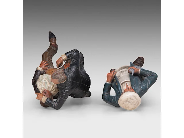 Two polychrome terracotta figures of a barber and a baker, attrib. to bernhardt bloch (1836-1909) the baker: 29 cm. (11.41 in.), the barber: 26 cm. (10.24 in.) - afbeelding 6 van  9