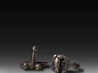 Two rare roman silver fascinum phallic rings, total weight: ca. 25 g