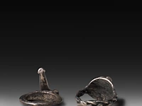 Two rare roman silver fascinum phallic rings, total weight: ca. 25 g - afbeelding 2 van  6