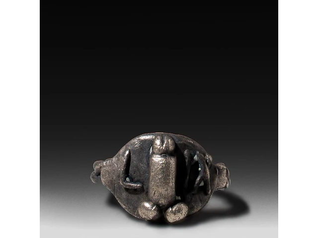 Two rare roman silver fascinum phallic rings, total weight: ca. 25 g - afbeelding 5 van  6