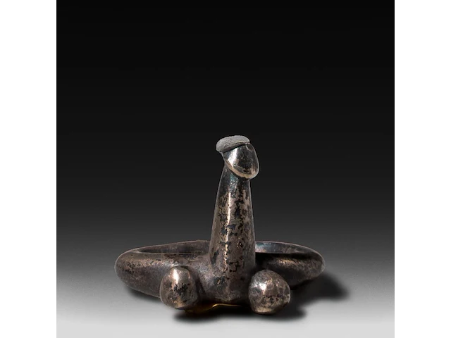 Two rare roman silver fascinum phallic rings, total weight: ca. 25 g - afbeelding 6 van  6