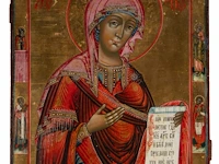 Two russian orthodox icons of christ pantocrator and our lady, 19thc christ: 35 x 31.5 cm. (13.77 x 12.40 in.), our lady: 45 x 37 cm. (17.71 x 14.57 in.) - afbeelding 3 van  4