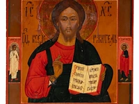 Two russian orthodox icons of christ pantocrator and our lady, 19thc christ: 35 x 31.5 cm. (13.77 x 12.40 in.), our lady: 45 x 37 cm. (17.71 x 14.57 in.) - afbeelding 4 van  4