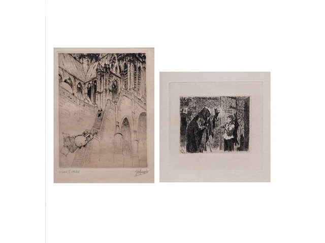 Two unframed etchings by félicien rops (1833-1898) and jules de bruycker (1870-1945) - afbeelding 1 van  8