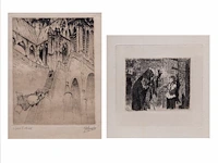 Two unframed etchings by félicien rops (1833-1898) and jules de bruycker (1870-1945)
