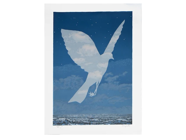 Two unframed offset lithographs by rené magritte (1898-1967), 'l'entrée en scène' (n° 175/275) and 'la grande guerre' (n° 265/275) sheet size: 60 x 45 cm. (23.62 x 17.71 in.) - afbeelding 2 van  7