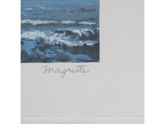 Two unframed offset lithographs by rené magritte (1898-1967), 'l'entrée en scène' (n° 175/275) and 'la grande guerre' (n° 265/275) sheet size: 60 x 45 cm. (23.62 x 17.71 in.) - afbeelding 6 van  7