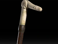 Two walking sticks with carved bone phallic endings, late 19thc - afbeelding 5 van  8
