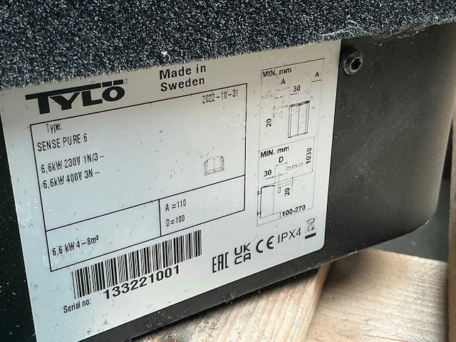 Tylo sense pure 6 saunakachel - afbeelding 3 van  3