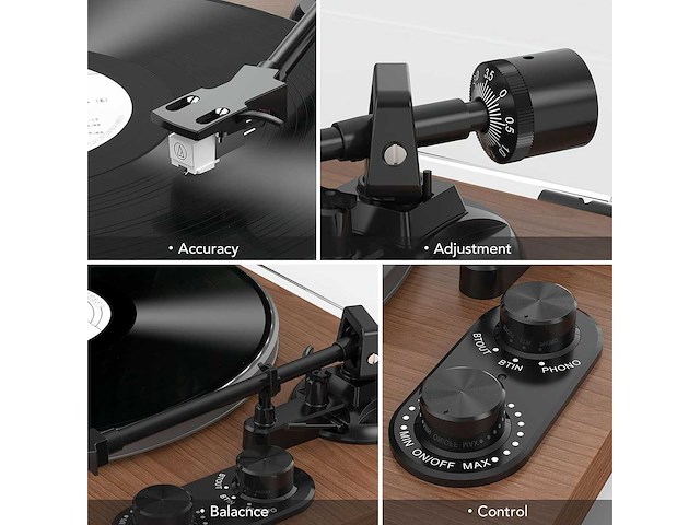 Udreamer at-3600l platenspeler 40w bluetooth hi-fi, speakers en ingebouwde versterker 60db - afbeelding 3 van  5