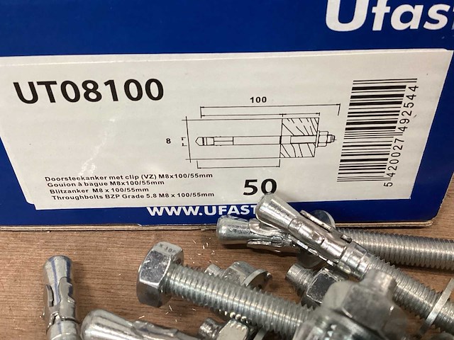 Ufast doorsteekanker m8x100, doos 50 stuks (6x) - afbeelding 4 van  5