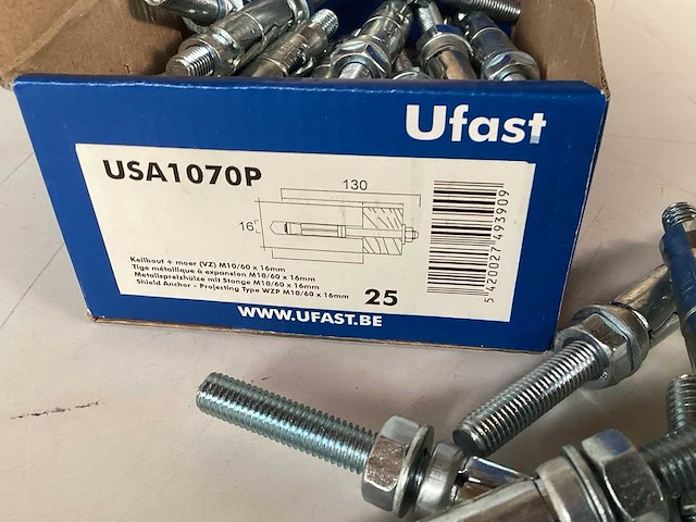 Ufast keilbout met moer m10/60 x 16mm (1400x) - afbeelding 2 van  4