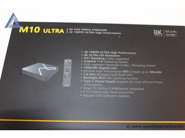 Uhd media streamer, ava, m10 ultra, 8k, 4k 120fps, android 11.0, 16gb/2gb, werking niet gekend - afbeelding 2 van  2