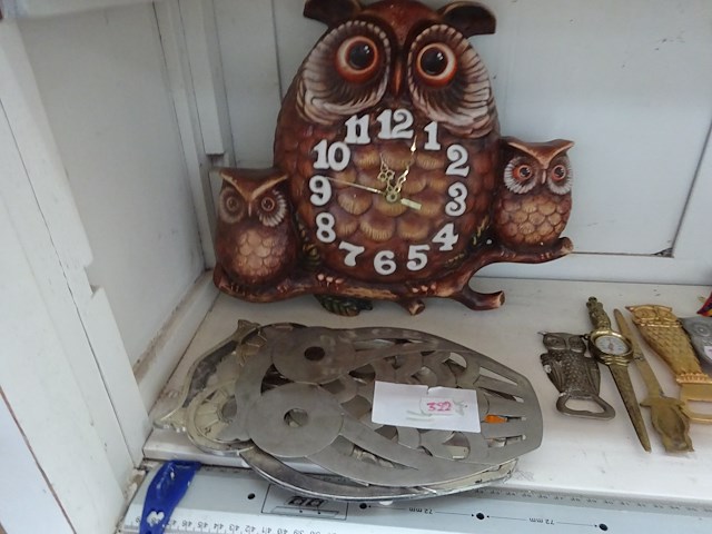 Uilenklok + 2 onderzetuilen voor op tafel - afbeelding 1 van  2