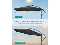 Uitkragende parasol, 350 cm in diameter, met basis - afbeelding 3 van  5