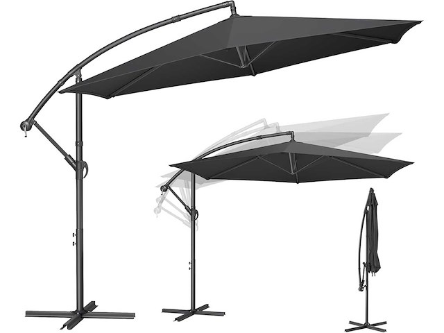 Uitkragende parasol, 350 cm in diameter, met basis - afbeelding 1 van  5