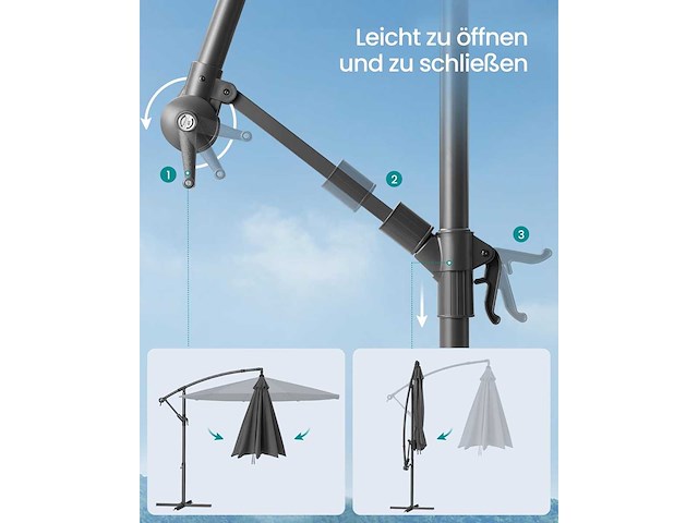 Uitkragende parasol, 350 cm in diameter, met basis - afbeelding 5 van  5