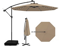 Uitkragende parasol 3x3m, buitentuinparasol 40 led solar - afbeelding 2 van  7