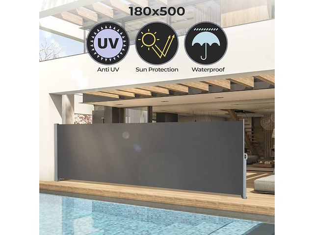 Uitschuifbaar buitenscherm - 500x180cm - afbeelding 4 van  10