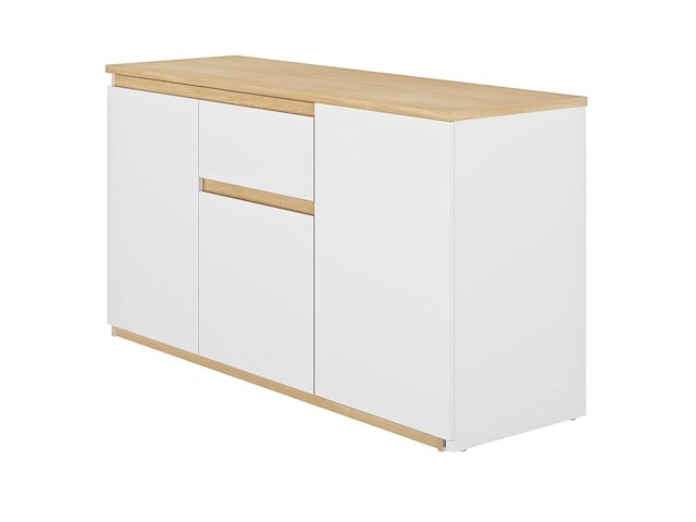 Uitschuifbaar hoekbureau gibral 155x136cm - wit/eik decor - afbeelding 2 van  4
