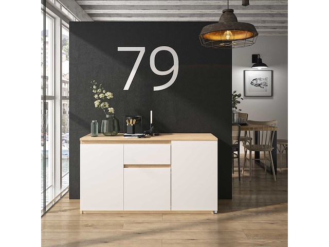 Uitschuifbaar hoekbureau gibral 155x136cm - wit/eik decor - afbeelding 4 van  4