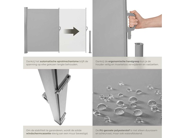 Uitschuifbare aluminium kamerdeler 160 x 300 cm grijs - afbeelding 8 van  11