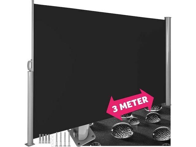 Uitschuifbare aluminium tuinwindbeschermer 180 x 300 cm zwart - afbeelding 2 van  11