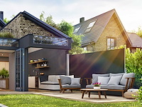 Uitschuifbare aluminium tuinwindbeschermer 180 x 300 cm zwart - afbeelding 1 van  11