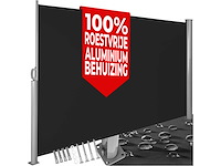Uitschuifbare aluminium tuinwindbeschermer 180 x 300 cm zwart - afbeelding 4 van  11