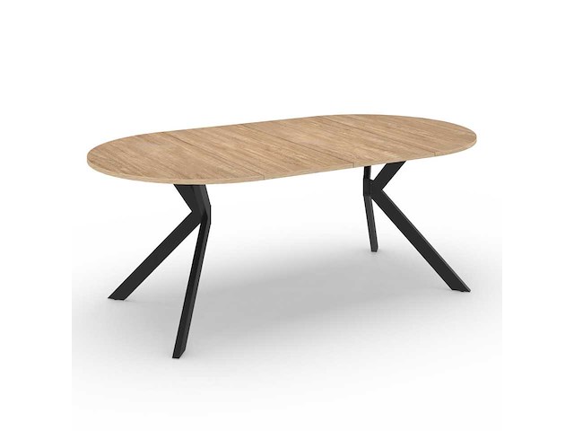 Uitschuifbare eettafel - dun hout en zwart blad 110-200 cm - afbeelding 4 van  8