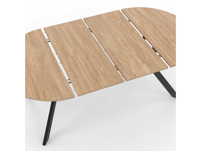 Uitschuifbare eettafel - dun hout en zwart blad 110-200 cm - afbeelding 5 van  8