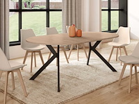 Uitschuifbare eettafel - dun hout en zwart blad 110-200 cm - afbeelding 1 van  8