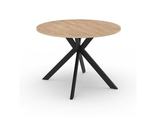 Uitschuifbare eettafel - dun hout en zwart blad 110-200 cm - afbeelding 6 van  8