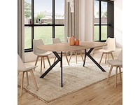 Uitschuifbare eettafel - dun hout en zwart blad 110-200 cm - afbeelding 2 van  8