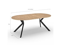 Uitschuifbare eettafel - dun hout en zwart blad 110-200 cm - afbeelding 7 van  8