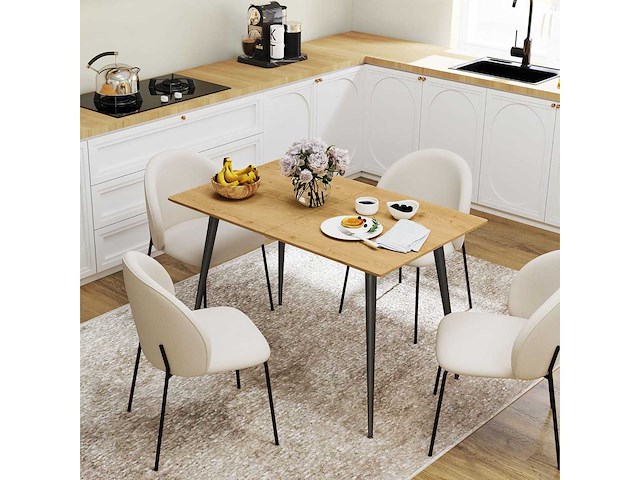 Uitschuifbare eettafel 120/160 x 75 cm keukentafel voor 6-8 personen - afbeelding 7 van  10