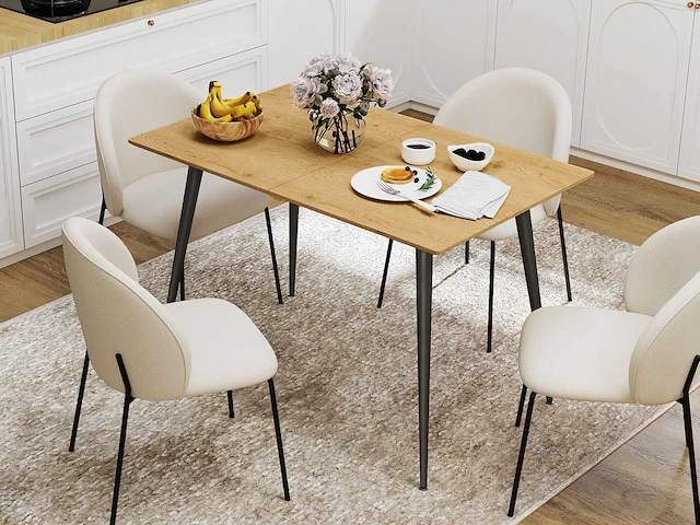 Uitschuifbare eettafel 120/160 x 75 cm keukentafel voor 6-8 personen - afbeelding 1 van  10