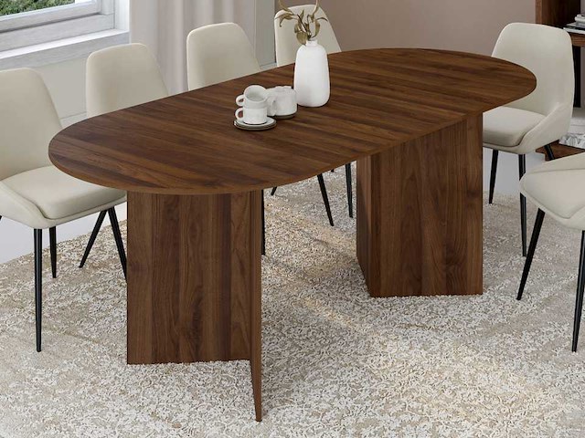 Uitschuifbare eettafel 160-200cm walnoot-effect - afbeelding 1 van  11