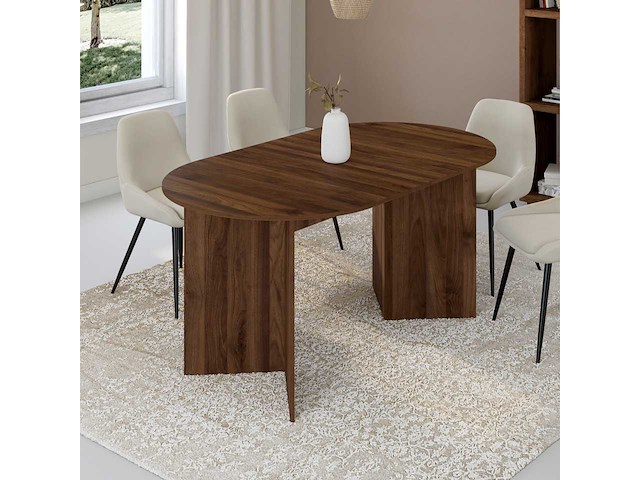 Uitschuifbare eettafel 160-200cm walnoot-effect - afbeelding 5 van  11