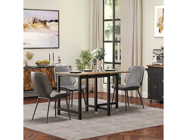 Uitschuifbare en opvouwbare eettafel met wielen - afbeelding 1 van  5