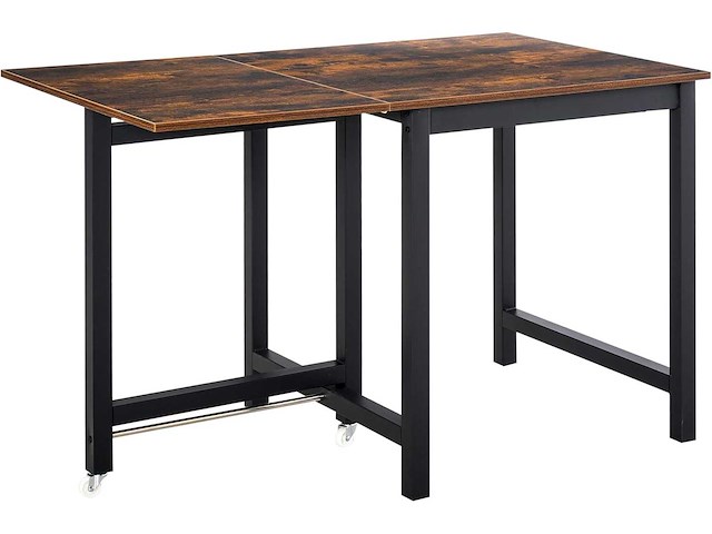 Uitschuifbare en opvouwbare eettafel met wielen - afbeelding 2 van  5