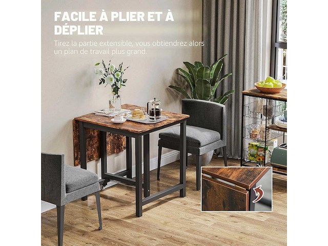 Uitschuifbare en opvouwbare eettafel met wielen - afbeelding 4 van  5